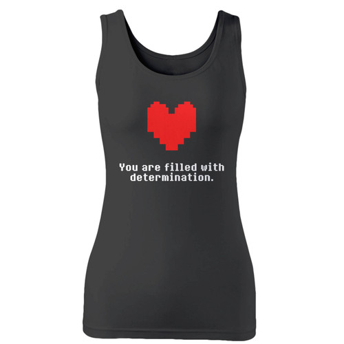 High quality print of this slim fit you are filled with determination women tank top will turn heads. And bystanders won't be disappointed - the racerback cut looks good one any woman's shoulders.