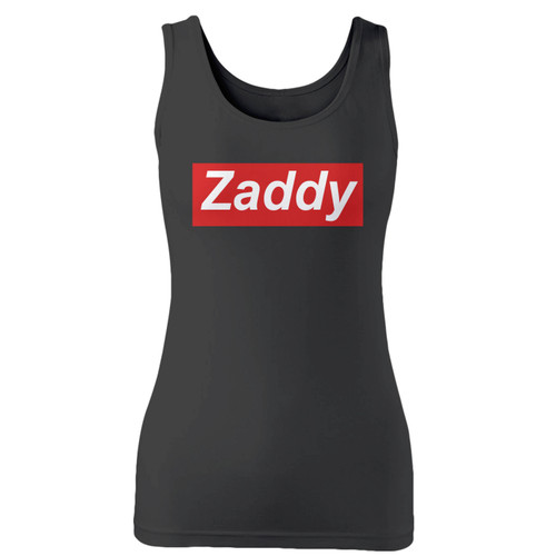 High quality print of this slim fit zaddy custom women tank top will turn heads. And bystanders won't be disappointed - the racerback cut looks good one any woman's shoulders.