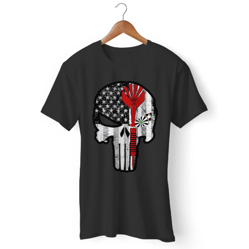 American Flag Red Dart Skull Men T Shirt