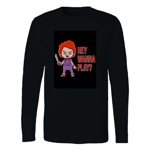 This classic fit chukie hey wanna play again long sleeve shirt is casually elegant and very comfortable. With fine quality print to make one stand out, it's a perfect fit for every occasion.