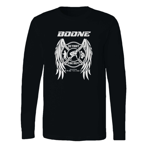 This classic fit detroit firefighter keion d boone sr memorial long sleeve shirt is casually elegant and very comfortable. With fine quality print to make one stand out, it's a perfect fit for every occasion.