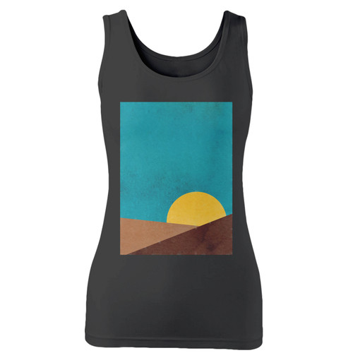 High quality print of this slim fit abstract sunrise design women tank top will turn heads. And bystanders won't be disappointed - the racerback cut looks good one any woman's shoulders.