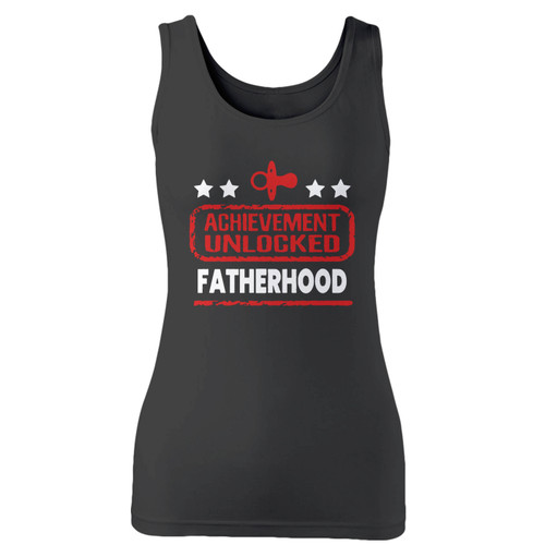 High quality print of this slim fit achievement unlocked fatherhood women tank top will turn heads. And bystanders won't be disappointed - the racerback cut looks good one any woman's shoulders.