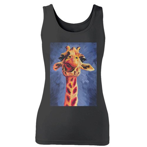 High quality print of this slim fit acrylic giraffe women tank top will turn heads. And bystanders won't be disappointed - the racerback cut looks good one any woman's shoulders.