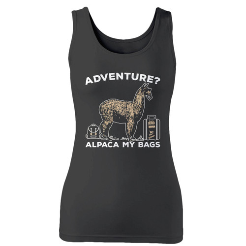 High quality print of this slim fit adventure alpaca my bags women tank top will turn heads. And bystanders won't be disappointed - the racerback cut looks good one any woman's shoulders.