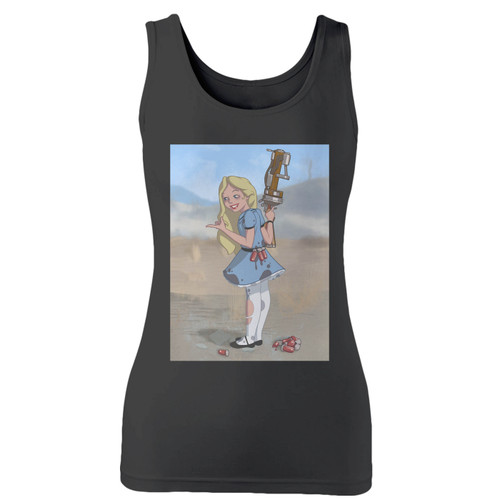 High quality print of this slim fit alice in wonderland fallout women tank top will turn heads. And bystanders won't be disappointed - the racerback cut looks good one any woman's shoulders.
