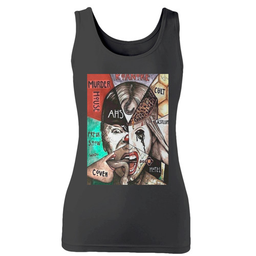 High quality print of this slim fit all series american horror story women tank top will turn heads. And bystanders won't be disappointed - the racerback cut looks good one any woman's shoulders.