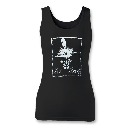 High quality print of this slim fit amebix no gods no masters women tank top will turn heads. And bystanders won't be disappointed - the racerback cut looks good one any woman's shoulders.