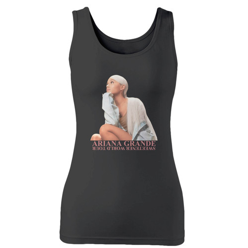 High quality print of this slim fit ariana grande sweetener world tour 2019 women tank top will turn heads. And bystanders won't be disappointed - the racerback cut looks good one any woman's shoulders.