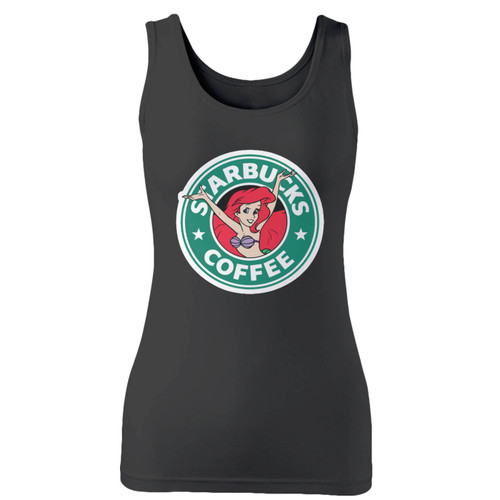 High quality print of this slim fit ariel memaid starbucks women tank top will turn heads. And bystanders won't be disappointed - the racerback cut looks good one any woman's shoulders.