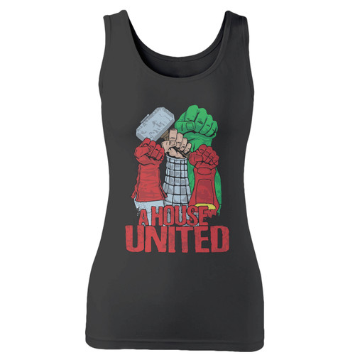 High quality print of this slim fit a house united avenger logo women tank top will turn heads. And bystanders won't be disappointed - the racerback cut looks good one any woman's shoulders.
