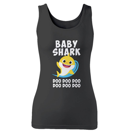 High quality print of this slim fit baby shark doo doo dooo women tank top will turn heads. And bystanders won't be disappointed - the racerback cut looks good one any woman's shoulders.