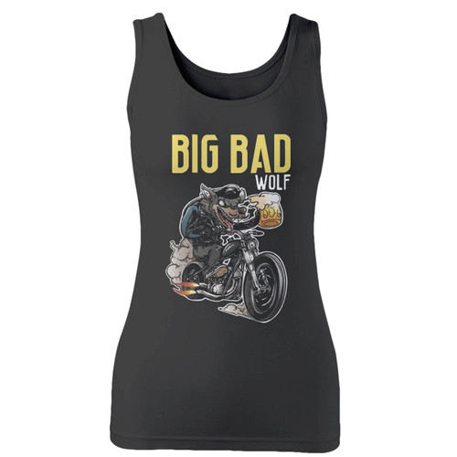 High quality print of this slim fit big bad wolf women tank top will turn heads. And bystanders won't be disappointed - the racerback cut looks good one any woman's shoulders.