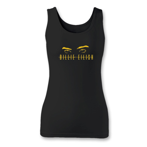 High quality print of this slim fit billie eilish art women tank top will turn heads. And bystanders won't be disappointed - the racerback cut looks good one any woman's shoulders.