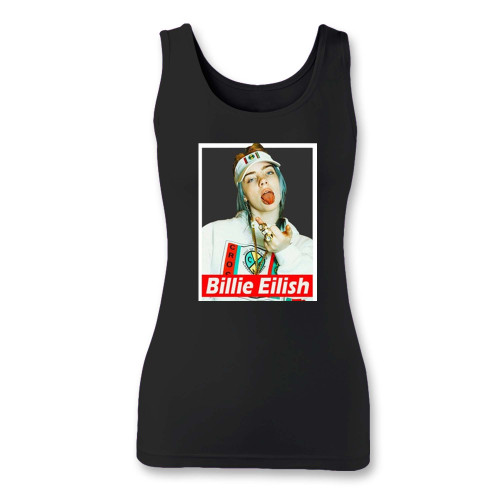 High quality print of this slim fit billie eilish pop women tank top will turn heads. And bystanders won't be disappointed - the racerback cut looks good one any woman's shoulders.
