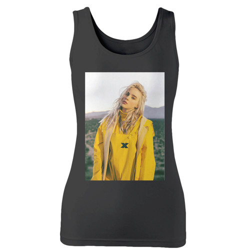 High quality print of this slim fit billie eilish singer women tank top will turn heads. And bystanders won't be disappointed - the racerback cut looks good one any woman's shoulders.