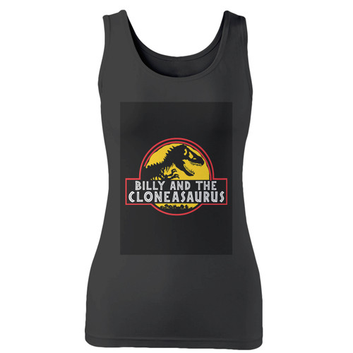 High quality print of this slim fit billy the cloneasaurus women tank top will turn heads. And bystanders won't be disappointed - the racerback cut looks good one any woman's shoulders.