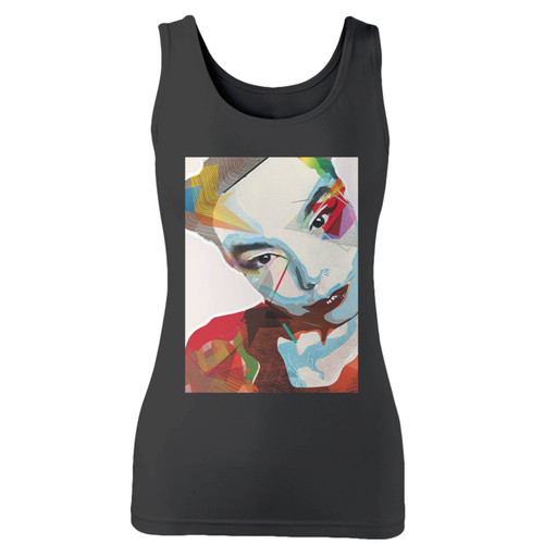 High quality print of this slim fit bjork llustration art women tank top will turn heads. And bystanders won't be disappointed - the racerback cut looks good one any woman's shoulders.