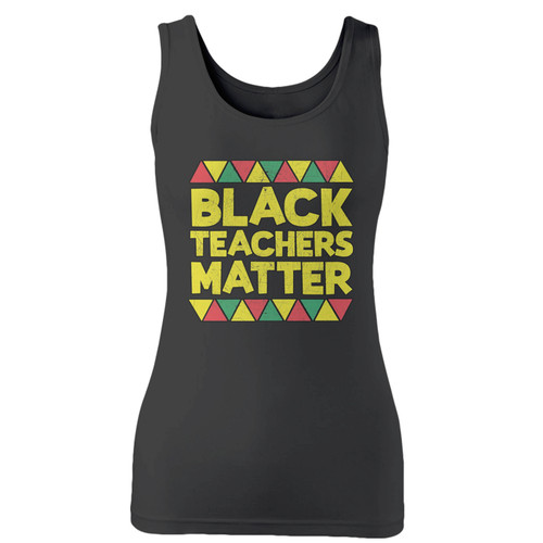High quality print of this slim fit black teachers matter women tank top will turn heads. And bystanders won't be disappointed - the racerback cut looks good one any woman's shoulders.