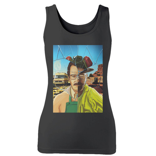 High quality print of this slim fit breaking bad walter white women tank top will turn heads. And bystanders won't be disappointed - the racerback cut looks good one any woman's shoulders.
