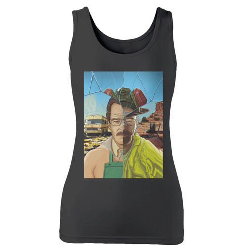 High quality print of this slim fit breaking bad walter white art women tank top will turn heads. And bystanders won't be disappointed - the racerback cut looks good one any woman's shoulders.