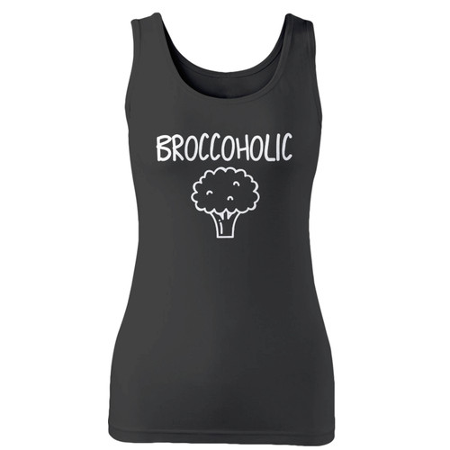 High quality print of this slim fit broccoholic vegan funny women tank top will turn heads. And bystanders won't be disappointed - the racerback cut looks good one any woman's shoulders.