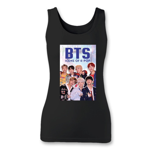 High quality print of this slim fit bts icon k pop women tank top will turn heads. And bystanders won't be disappointed - the racerback cut looks good one any woman's shoulders. High quality print of this slim fit bts icon k pop women tank top will turn heads. And bystanders won't be disappointed - the racerback cut looks good one any woman's shoulders.