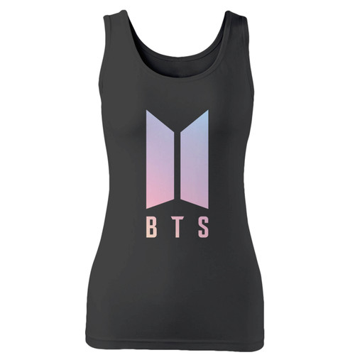 High quality print of this slim fit bts logo kpop women tank top will turn heads. And bystanders won't be disappointed - the racerback cut looks good one any woman's shoulders.