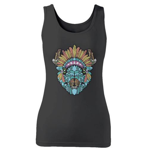 High quality print of this slim fit buffalo arrowhead native american women tank top will turn heads. And bystanders won't be disappointed - the racerback cut looks good one any woman's shoulders.