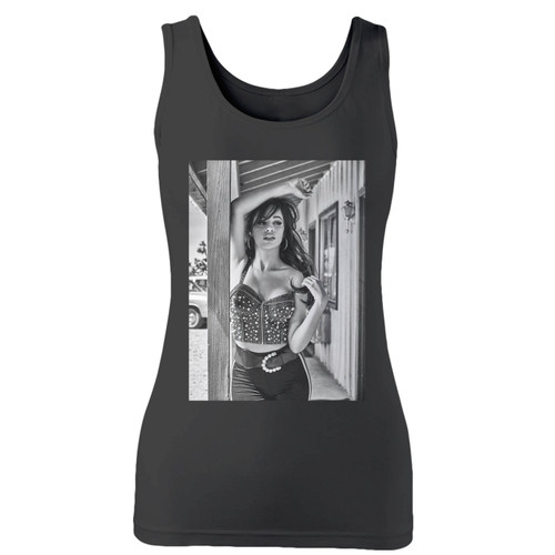 High quality print of this slim fit camila cabello sexy pose women tank top will turn heads. And bystanders won't be disappointed - the racerback cut looks good one any woman's shoulders.