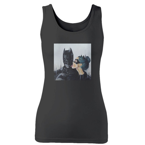 High quality print of this slim fit catwoman licking batman sexy superheros women tank top will turn heads. And bystanders won't be disappointed - the racerback cut looks good one any woman's shoulders.