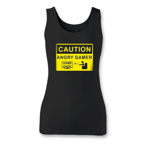High quality print of this slim fit caution angry gamer women tank top will turn heads. And bystanders won't be disappointed - the racerback cut looks good one any woman's shoulders.