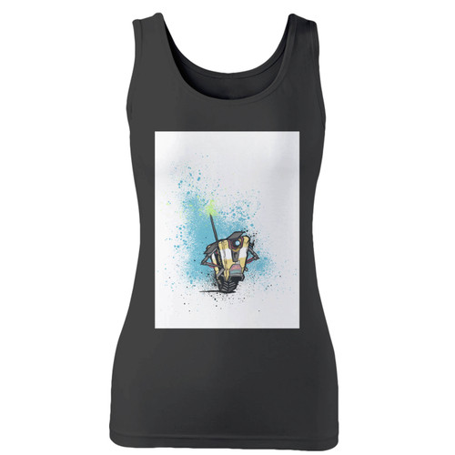 High quality print of this slim fit claptrap borderlands video game art women tank top will turn heads. And bystanders won't be disappointed - the racerback cut looks good one any woman's shoulders.