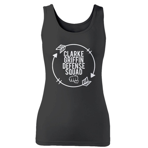 High quality print of this slim fit clarke griffin defense squad women tank top will turn heads. And bystanders won't be disappointed - the racerback cut looks good one any woman's shoulders.