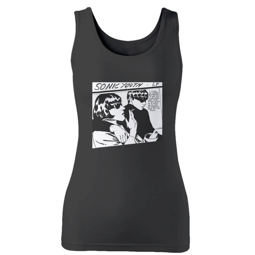 High quality print of this slim fit cool sonic youth goo cartoon fiction women tank top will turn heads. And bystanders won't be disappointed - the racerback cut looks good one any woman's shoulders.