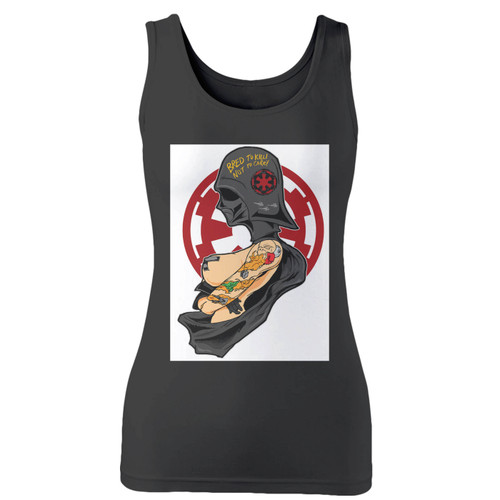 High quality print of this slim fit darth vader chick women tank top will turn heads. And bystanders won't be disappointed - the racerback cut looks good one any woman's shoulders.