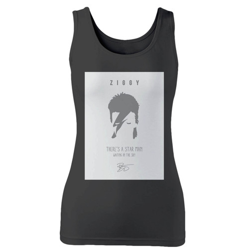 High quality print of this slim fit david bowie ziggy women tank top will turn heads. And bystanders won't be disappointed - the racerback cut looks good one any woman's shoulders.