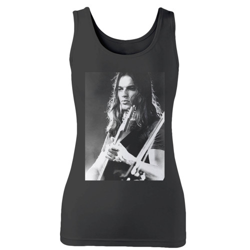 High quality print of this slim fit david gilmour musician women tank top will turn heads. And bystanders won't be disappointed - the racerback cut looks good one any woman's shoulders.