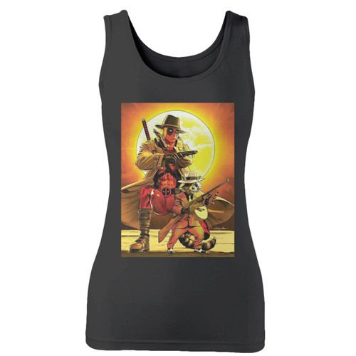 High quality print of this slim fit deadpool and rocket women tank top will turn heads. And bystanders won't be disappointed - the racerback cut looks good one any woman's shoulders.