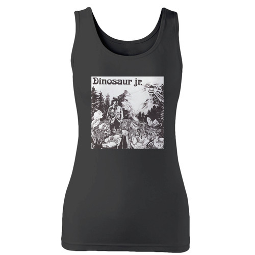 High quality print of this slim fit dinosaur jr women tank top will turn heads. And bystanders won't be disappointed - the racerback cut looks good one any woman's shoulders.