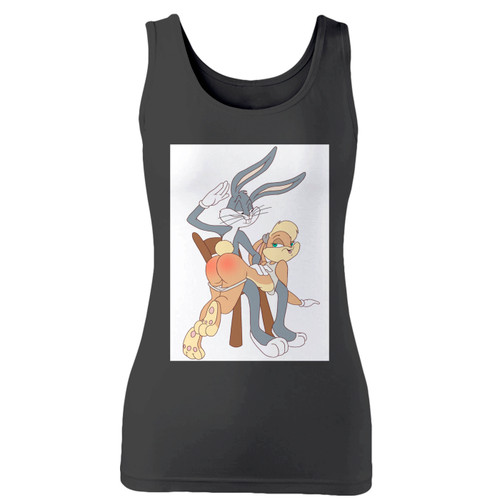 High quality print of this slim fit disney bugs lola bunny women tank top will turn heads. And bystanders won't be disappointed - the racerback cut looks good one any woman's shoulders.