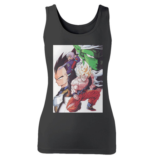 High quality print of this slim fit dragon ball z 2 women tank top will turn heads. And bystanders won't be disappointed - the racerback cut looks good one any woman's shoulders.