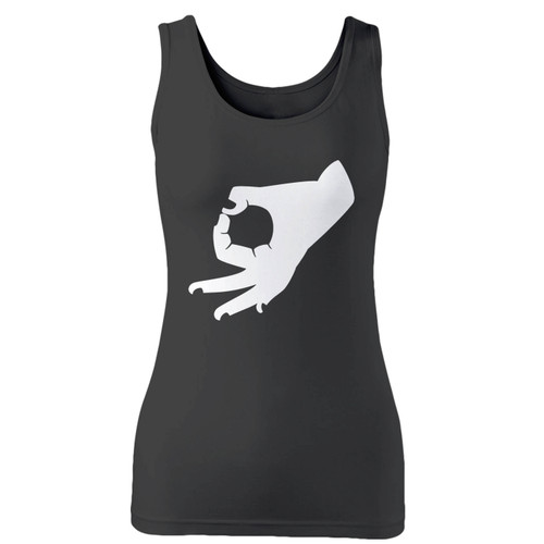 High quality print of this slim fit funny finger symbol women tank top will turn heads. And bystanders won't be disappointed - the racerback cut looks good one any woman's shoulders.
