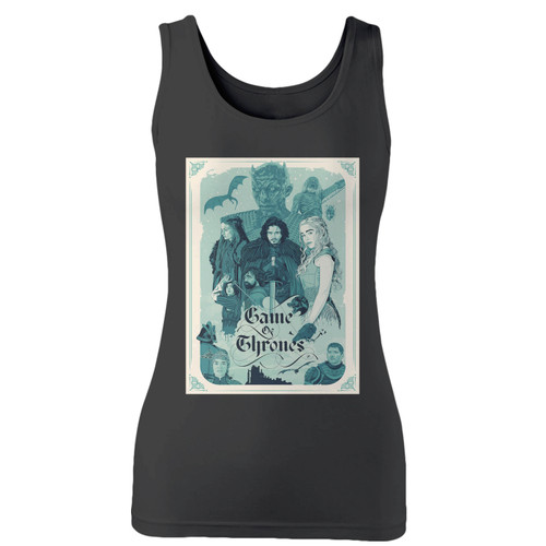 High quality print of this slim fit game of thrones all characters 3 women tank top will turn heads. And bystanders won't be disappointed - the racerback cut looks good one any woman's shoulders.