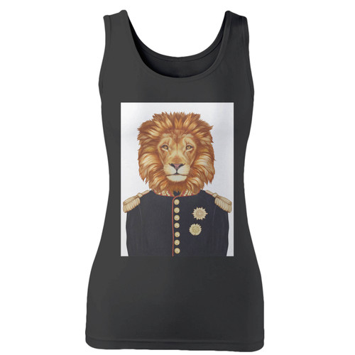 High quality print of this slim fit general lion with military uniform and mad medals women tank top will turn heads. And bystanders won't be disappointed - the racerback cut looks good one any woman's shoulders.