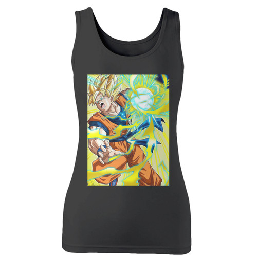 High quality print of this slim fit goku kamehame dragonball z women tank top will turn heads. And bystanders won't be disappointed - the racerback cut looks good one any woman's shoulders.