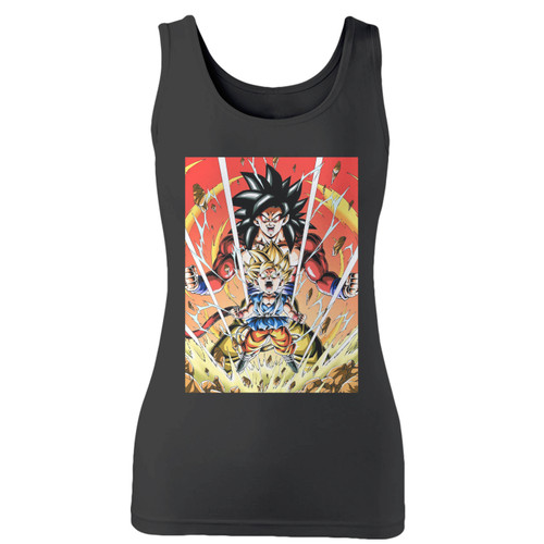 High quality print of this slim fit goku saiyan 4 women tank top will turn heads. And bystanders won't be disappointed - the racerback cut looks good one any woman's shoulders.