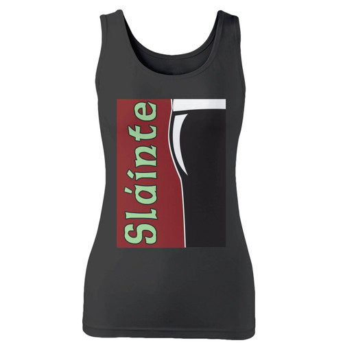 High quality print of this slim fit guinness beer slainte irish women tank top will turn heads. And bystanders won't be disappointed - the racerback cut looks good one any woman's shoulders.
