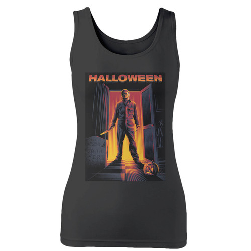 High quality print of this slim fit halloween 1 women tank top will turn heads. And bystanders won't be disappointed - the racerback cut looks good one any woman's shoulders.