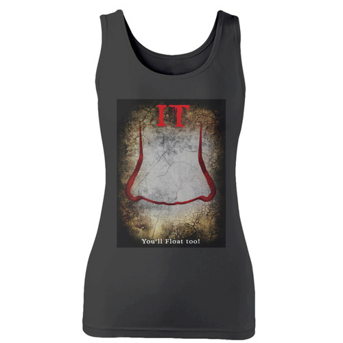 High quality print of this slim fit it movie you will float too women tank top will turn heads. And bystanders won't be disappointed - the racerback cut looks good one any woman's shoulders.